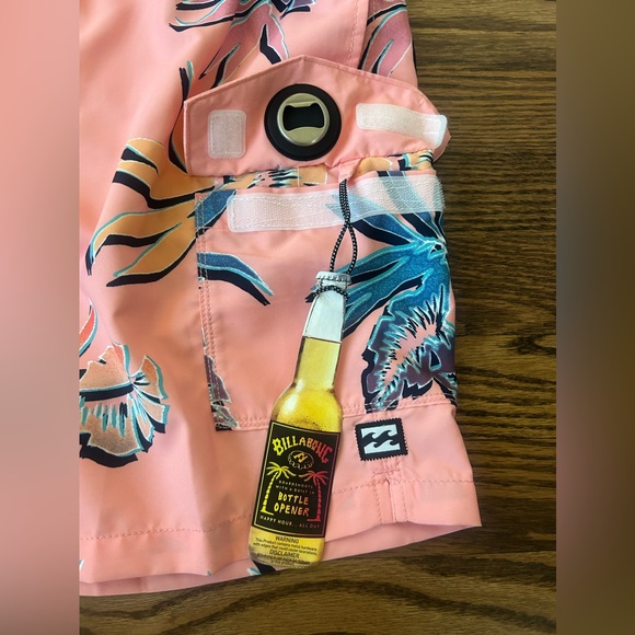 Billabong All Day Layback Board Shorts Pink Built In Bottle Opener Size 2XL NWT - Picture 4 of 7